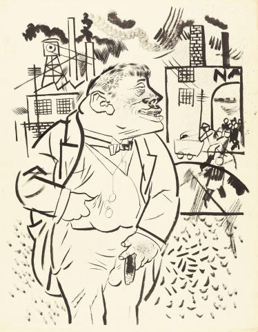 George Grosz, Ich will alles um mich her ausrotten, was mich einschränkt, daß ich nicht Herr bin, 1922 Tusche auf chamoisfarbenem Velin. 