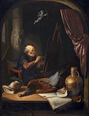Alter Maler in seinem Atelier